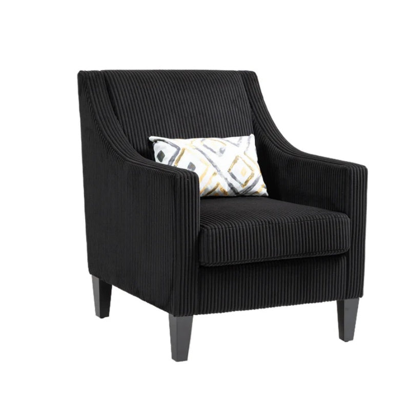COOLMORE Modern Accent Chair,Upholstered Armchair with Scooped Arms for Bedroom,Apartment,Studio,Office,Waiting Room(Black Corduroy)-海智集-Default-