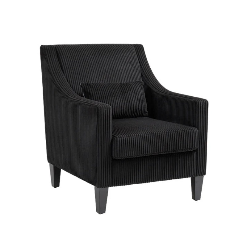 COOLMORE Modern Accent Chair,Upholstered Armchair with Scooped Arms for Bedroom,Apartment,Studio,Office,Waiting Room(Black Corduroy)-海智集-Default-
