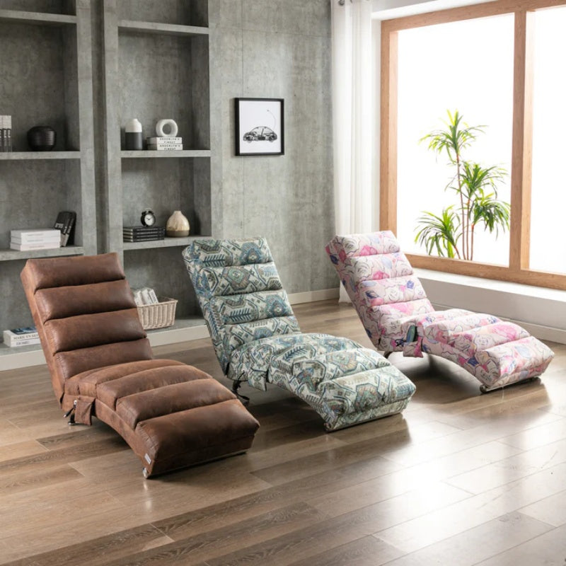 Linen Massage Chaise Lounge Indoor with Remote Control, Ergonomic Electric Massage Long Lounger, Coffee-海智集-Default-