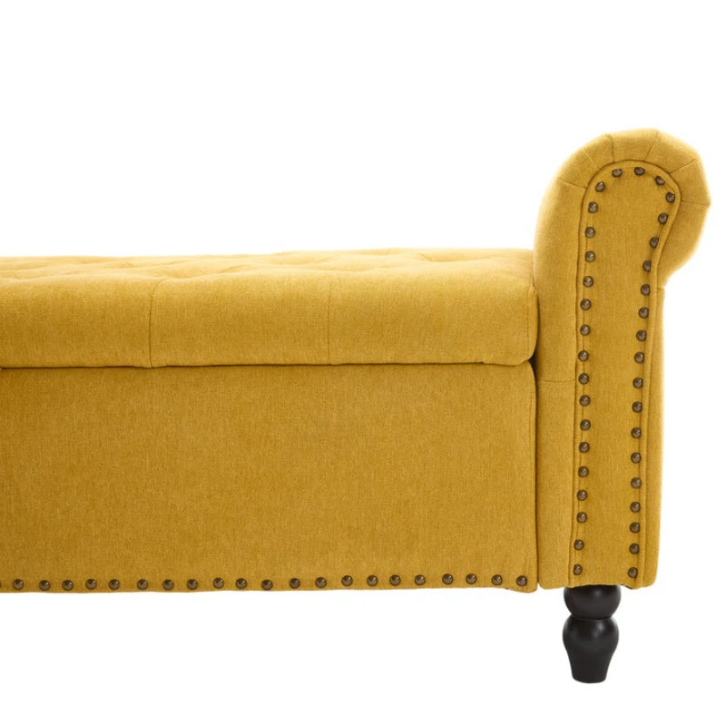 Coolmore Storage Ottoman 55.12 Inches Upholstered Fabric Storage Ottoman Bench,Button Tufted Ottoman with Storage for Living Room,Bedroom End of Bed Bench Withstands 275lbs-海智集-Default-