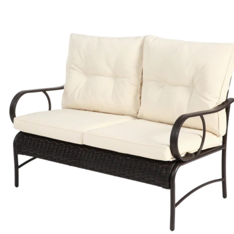 4 Piece Outdoor Patio Furniture Sets, Wicker Conversation Set for Porch Deck, Brown Rattan Sofa Chair with Cushion-海智集-Default-