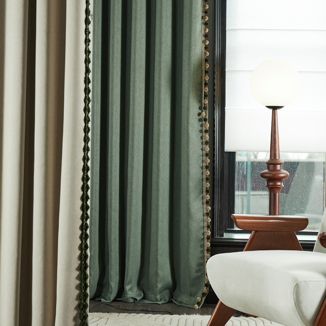 Jin Feng Gu Yun Curtains - Luxurious Antique Style, Light-Blocking with Premium Soft Touch, Cotton-Linen Blend Fabric-海智集-