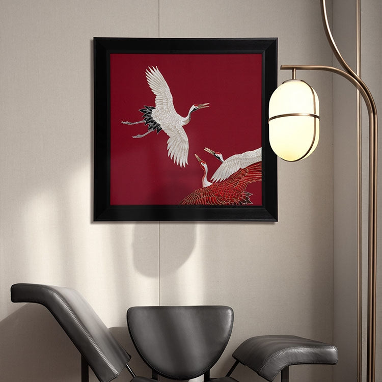 Decorative Art-Cranes Dancing in Crimson Clouds, Scroll II-海智集-