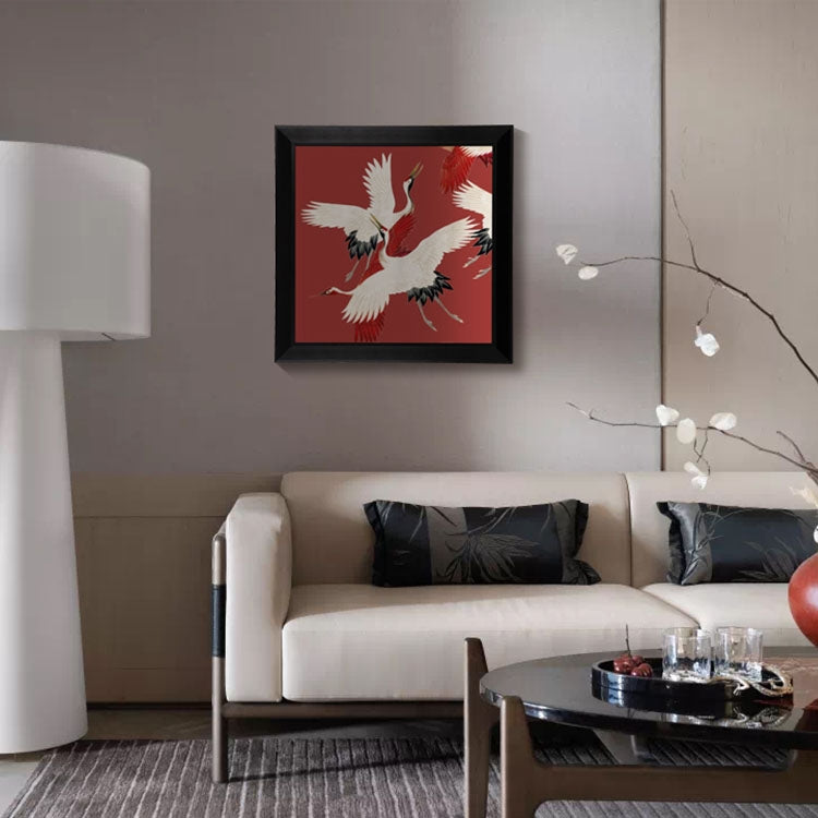 Decorative Art-Cranes Dancing in Crimson Clouds, Scroll I-海智集-