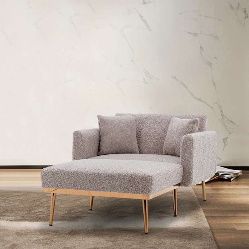 COOLMORE fashionable and classic style chaise lounge chair / accent chair for Living Room, bedroom (Grey Teddy)-海智集-Default-