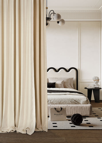 Cream Wabi-sabi Curtains:offer an exceptional drape, providing a beautiful flowing effect that effortlessly elevates the ambiance of any room-海智集-
