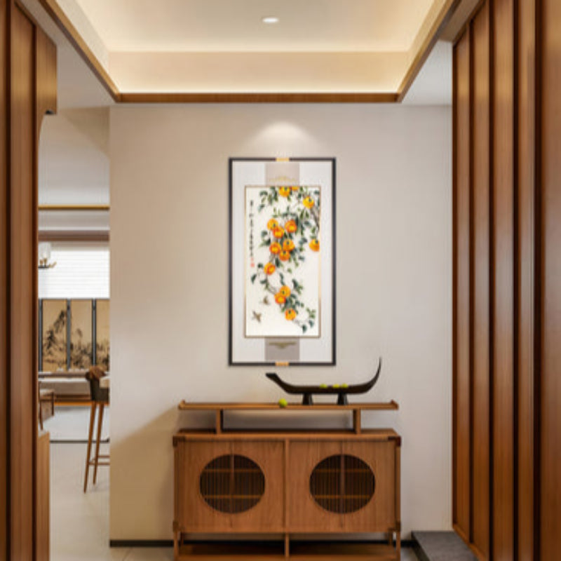 New Chinese Style Wall Art - Hand Painted Ink Landscape Canvas Painting with Wood Frame, Oriental Home Decor for Living Room/Bedroom/Office-海智集-