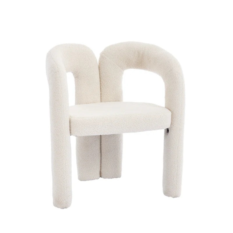 COOLMORE Contemporary Designed Velvet Fabric Upholstered Accent/Dining Chair Beige Teddy Armchair Set of 2-海智集-Default-