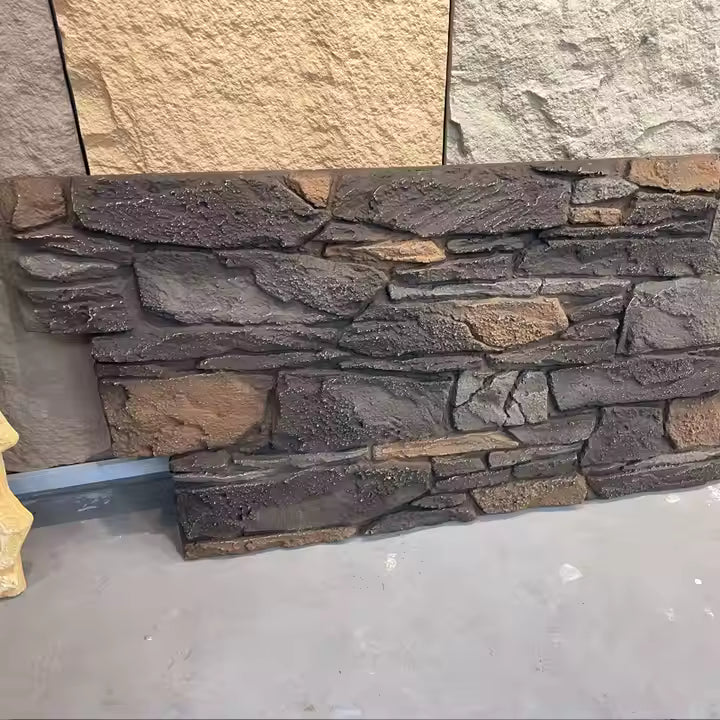 3D PU Stone Artificial Stone Outdoor Polyurethane Faux Stone Wall Panel Veneer Piedra De Pu