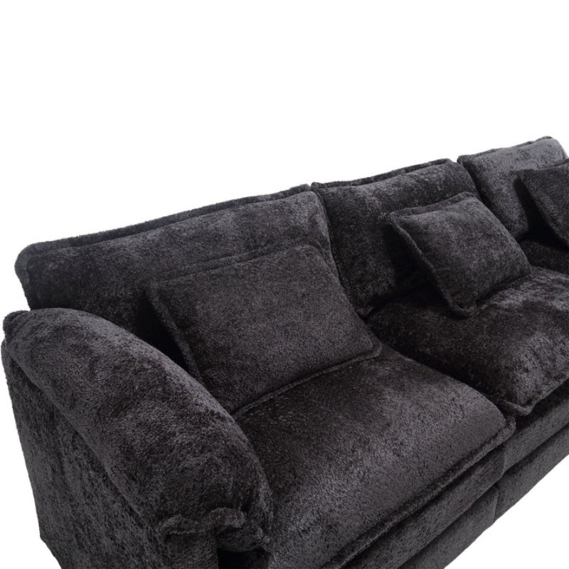 Modern Large L-Shape Sectional Chenille fabric, movable pedals, detachable armrests, oversized three-seat Sofa-海智集-Default-