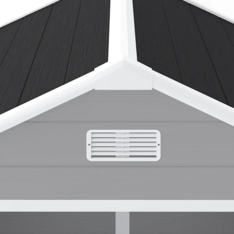 8*7ft Outdoor Storage Shed, Outdoor Resin Shed with Two-Window and Double-Door, Plastic Shed with Floor for Garden, Patio, Yard, Lawn (Dark Gray)-海智集-Default-