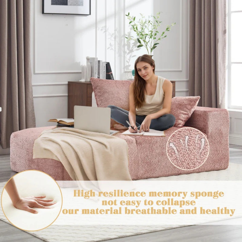 UNITED WE WIN Memory Foam 2-Seater Couch, No Installation & Easy to Transport, Deep Seat Modern Sofa with Chenille Fabric, Couch for Living Room, Bedroom, Apartment, Home Office-海智集-Default-