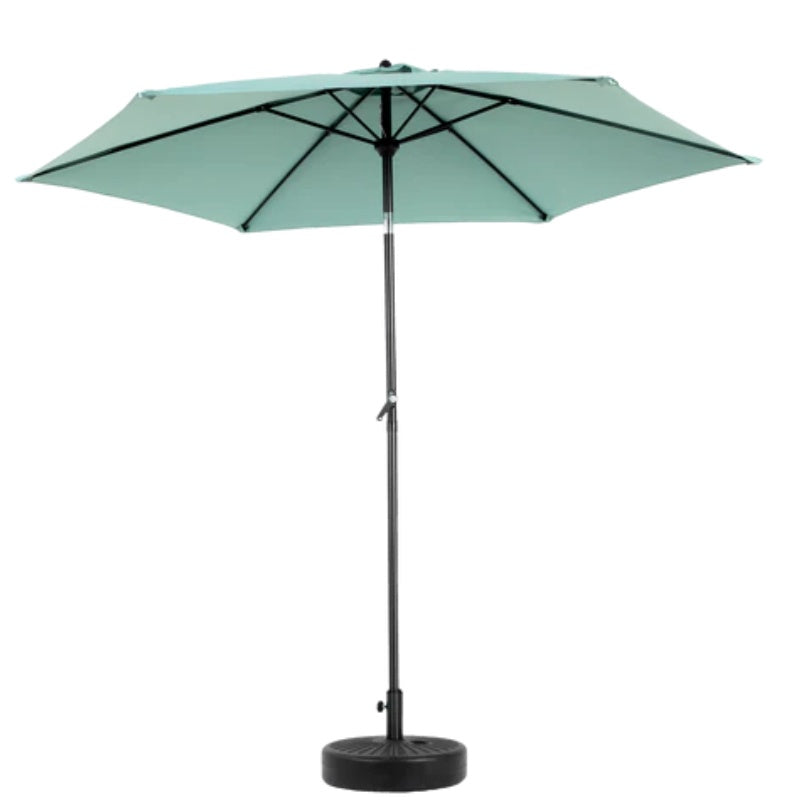 9FT Outdoor Patio Umbrella Outdoor Table Umbrella with Push Button Tilt and Crank, Market Umbrella 6 Sturdy Ribs , Deck, Backyard, Pool (Base Not Included) - ( Light green )-海智集-Default-
