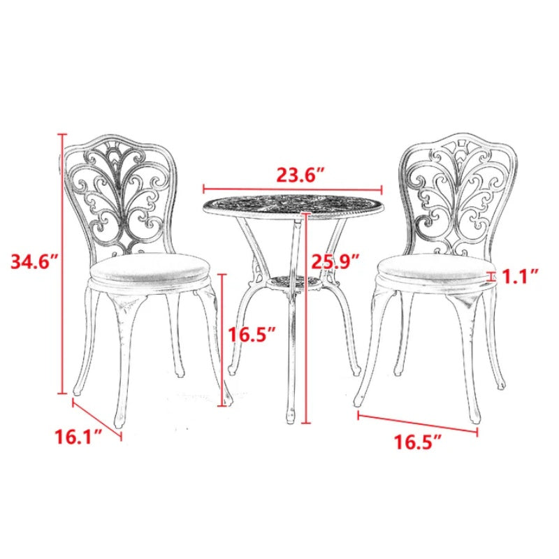Best Choice Products 3-Piece Outdoor Rust-Resistant Cast Aluminum Patio Bistro Set white-海智集-Default-
