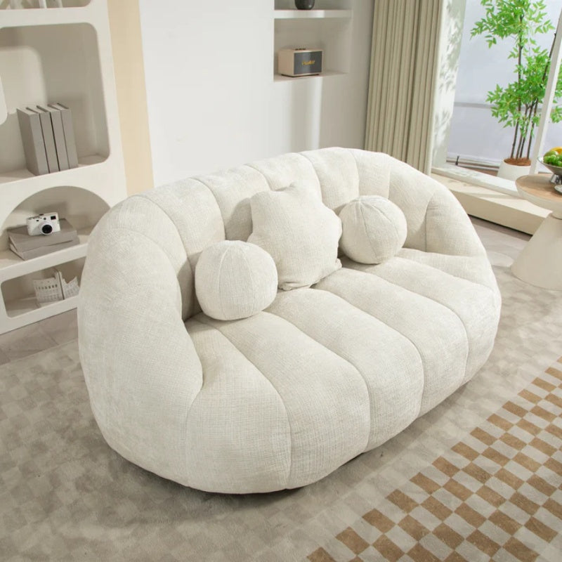 High Back Bean Bag Sofa Couch for Adults and Kids, Comfortable White Chenille Lounger, Indoor & Outdoor Use-海智集-Default-