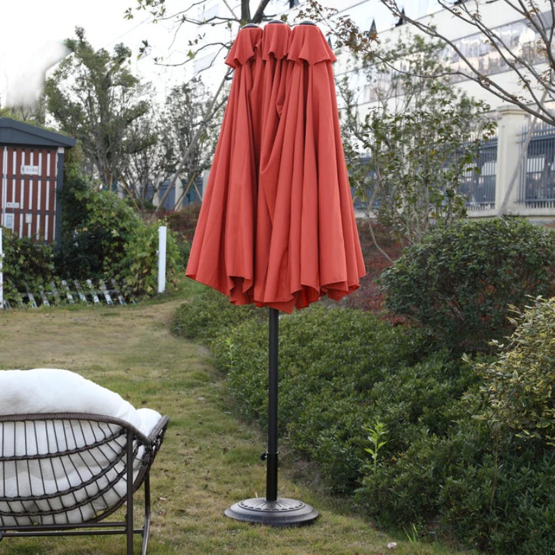 14.8 Ft Double Sided Outdoor Umbrella Rectangular Large with Crank ( Orange )(No Base)-海智集-Default-