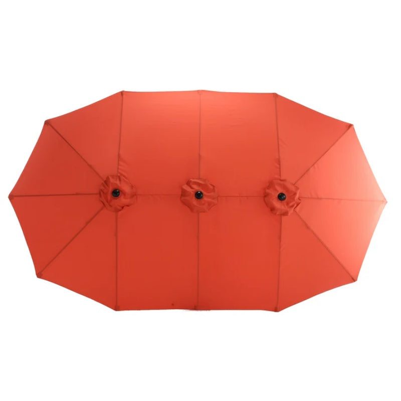 14.8 Ft Double Sided Outdoor Umbrella Rectangular Large with Crank ( Orange )(No Base)-海智集-Default-