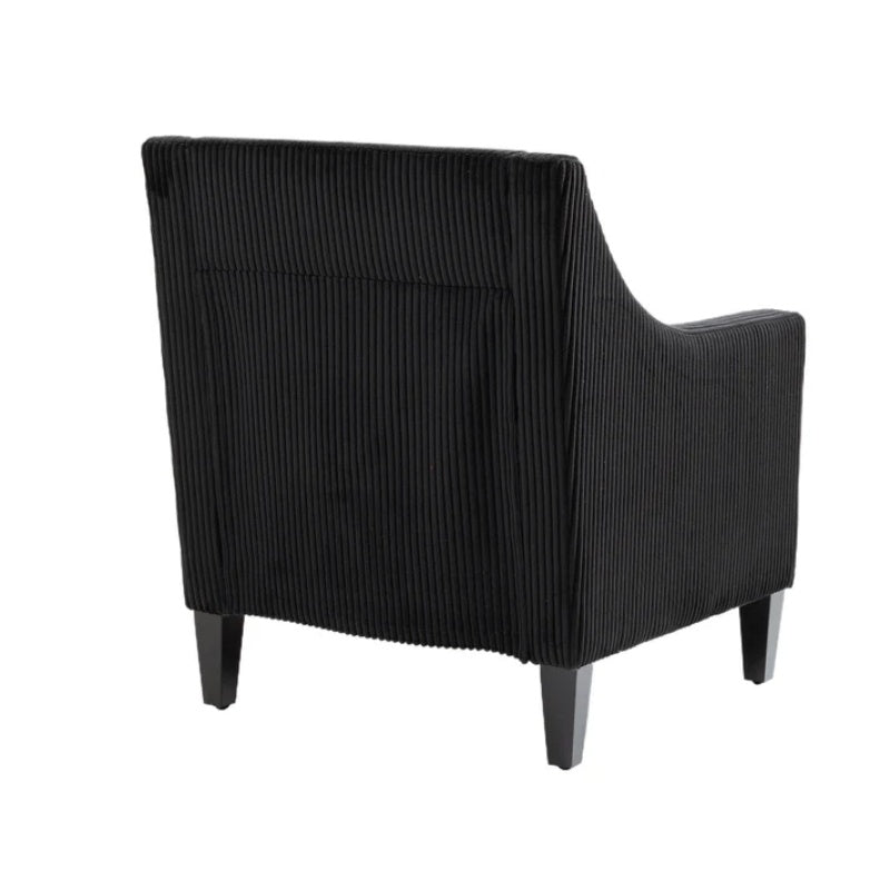 COOLMORE Modern Accent Chair,Upholstered Armchair with Scooped Arms for Bedroom,Apartment,Studio,Office,Waiting Room(Black Corduroy)-海智集-Default-
