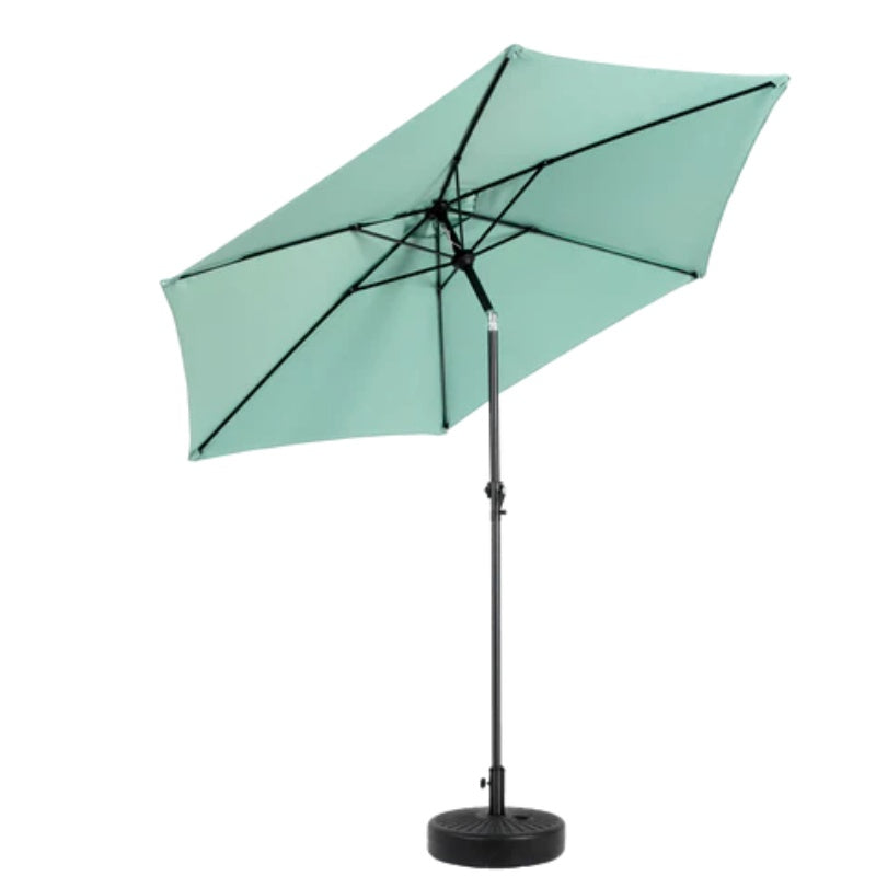 9FT Outdoor Patio Umbrella Outdoor Table Umbrella with Push Button Tilt and Crank, Market Umbrella 6 Sturdy Ribs , Deck, Backyard, Pool (Base Not Included) - ( Light green )-海智集-Default-
