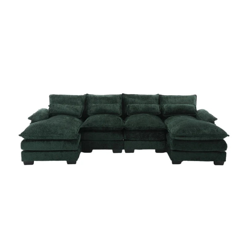 UNITED WE WIN Modern Large chenille Fabric U-Shape Sectional Sofa-海智集-Default-