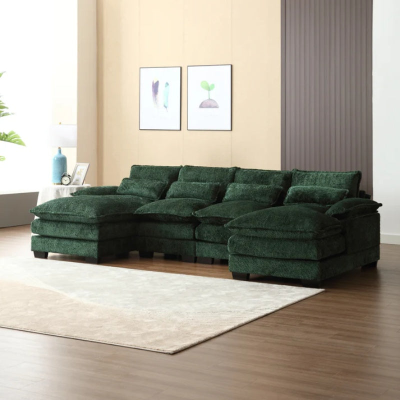 UNITED WE WIN Modern Large chenille Fabric U-Shape Sectional Sofa-海智集-Default-