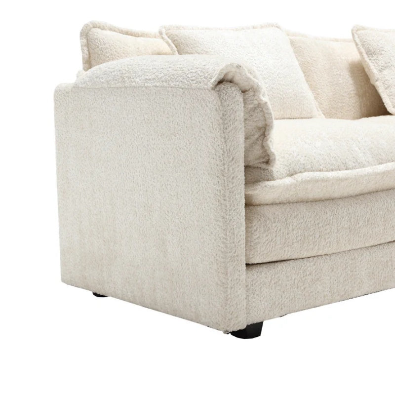 Modern Large boucle Fabric L-Shape Sectional Chenille fabric, movable pedals, detachable armrests, oversized three-seat Sofa-海智集-Default-