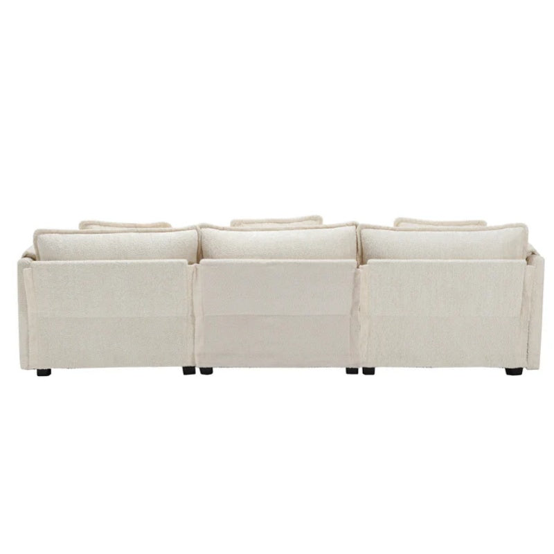 Modern Large boucle Fabric L-Shape Sectional Chenille fabric, movable pedals, detachable armrests, oversized three-seat Sofa-海智集-Default-