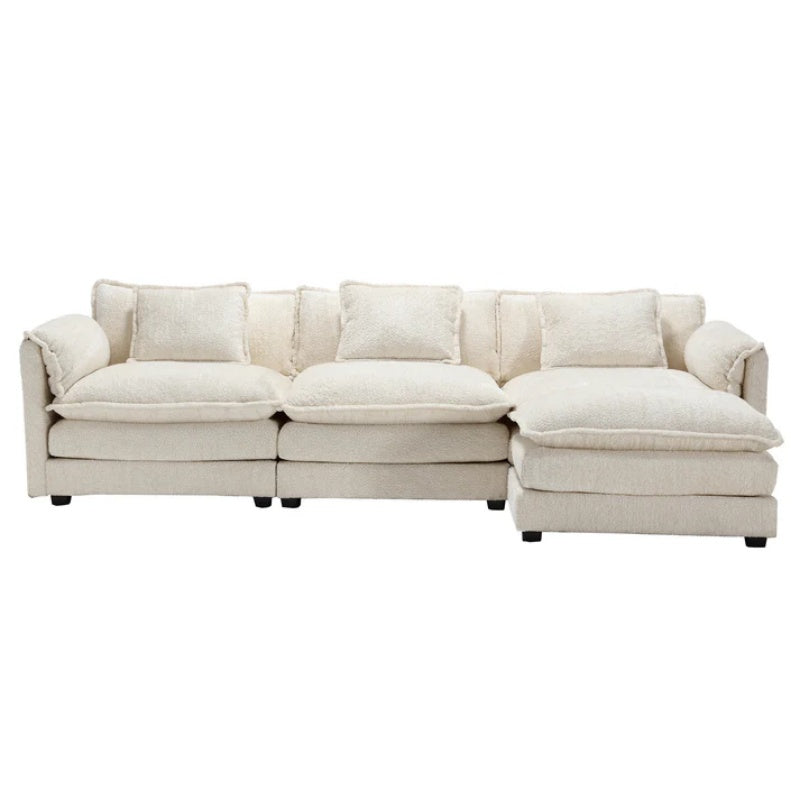 Modern Large boucle Fabric L-Shape Sectional Chenille fabric, movable pedals, detachable armrests, oversized three-seat Sofa-海智集-Default-