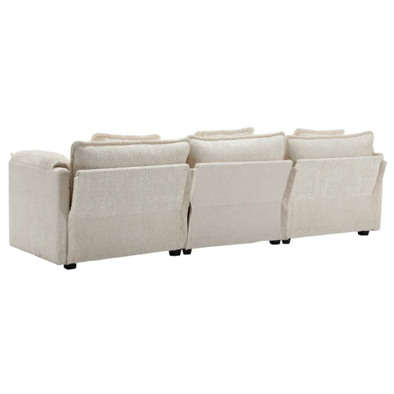 Modern Large boucle Fabric L-Shape Sectional Chenille fabric, movable pedals, detachable armrests, oversized three-seat Sofa-海智集-Default-