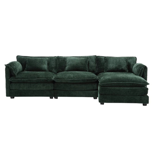 Modern Large L-Shape Sectional Chenille fabric, movable pedals, detachable armrests, oversized three-seat Sofa-海智集-Default-