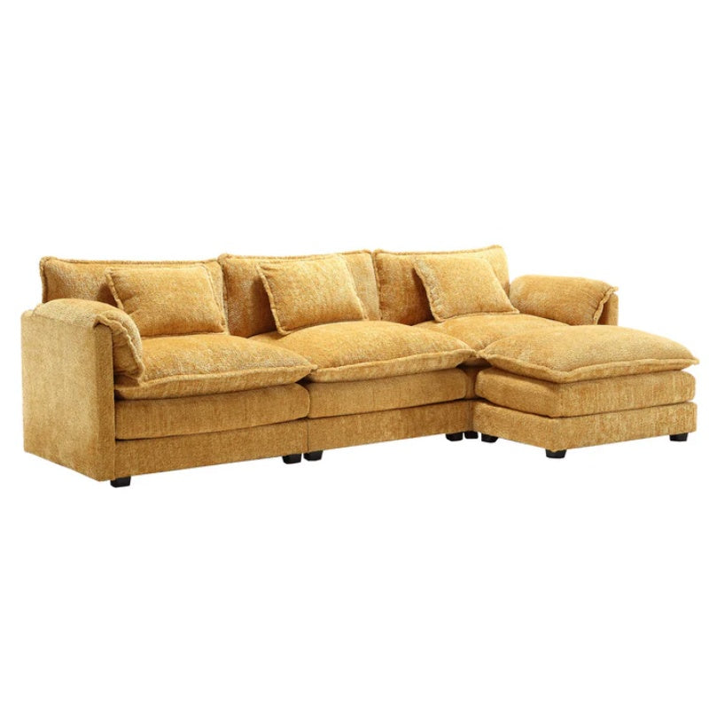Modern Large L-Shape Sectional Chenille fabric, movable pedals, detachable armrests, oversized three-seat Sofa-海智集-Default-