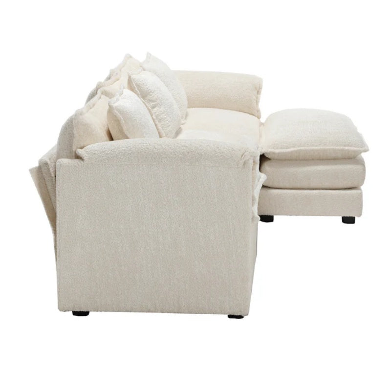 Modern Large boucle Fabric L-Shape Sectional Chenille fabric, movable pedals, detachable armrests, oversized three-seat Sofa-海智集-Default-