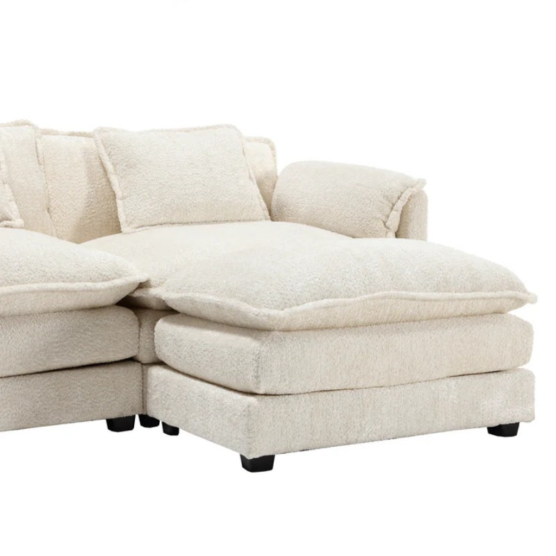 Modern Large boucle Fabric L-Shape Sectional Chenille fabric, movable pedals, detachable armrests, oversized three-seat Sofa-海智集-Default-