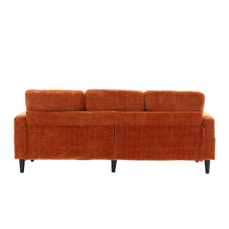 UNITED WE WIN Sofa for three, solid wood frame, Chenille fabric, side pocket, with two cup holders, footstool with storagestorage sofa /Living room sofa cozy sectional sofa-海智集-Default-