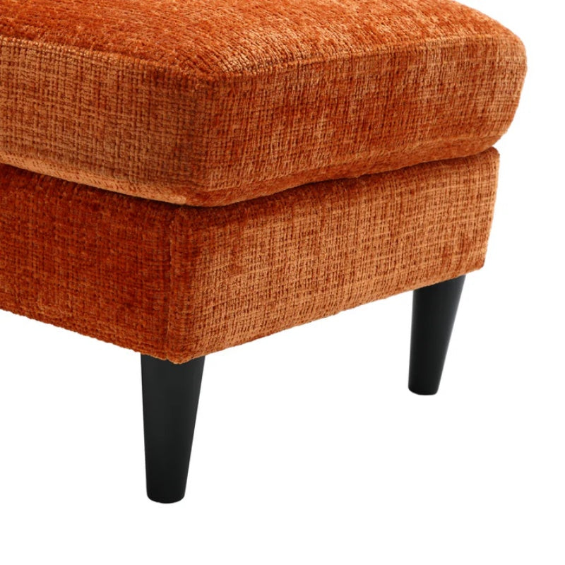 UNITED WE WIN Sofa for three, solid wood frame, Chenille fabric, side pocket, with two cup holders, footstool with storagestorage sofa /Living room sofa cozy sectional sofa-海智集-Default-