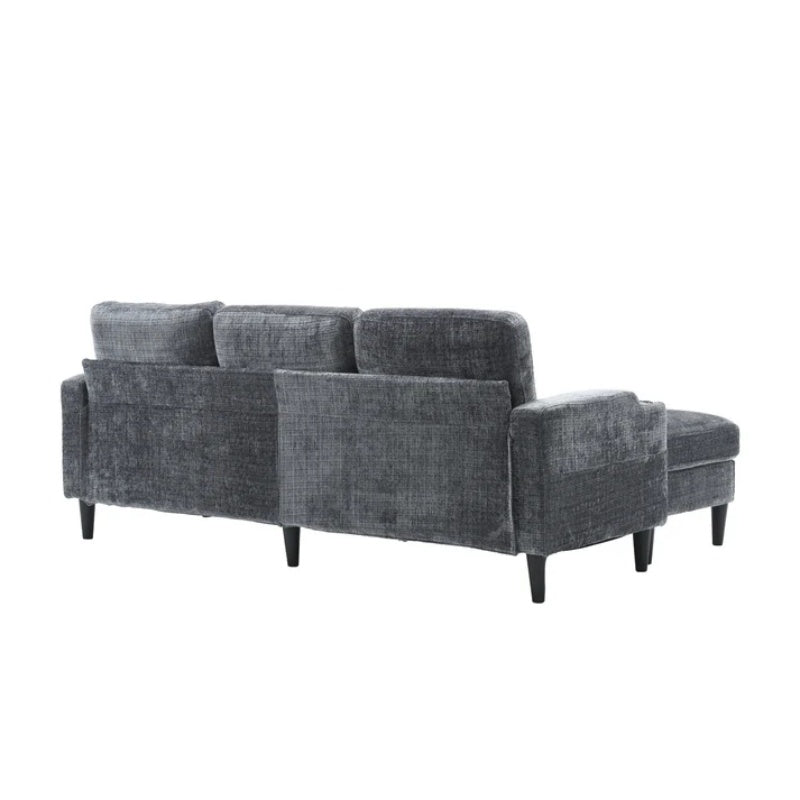 UNITED WE WIN Sofa for three, solid wood frame, Chenille fabric, side pocket, with two cup holders, footstool with storagestorage sofa /Living room sofa cozy sectional sofa-海智集-Default-