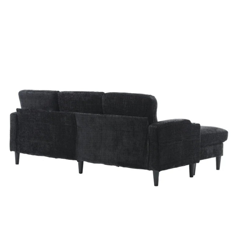 UNITED WE WIN Sofa for three, solid wood frame, Chenille fabric, side pocket, with two cup holders, footstool with storagestorage sofa /Living room sofa cozy sectional sofa-海智集-Default-