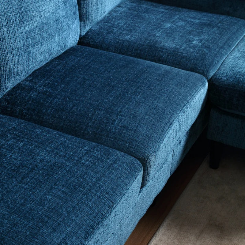 UNITED WE WIN Sofa for three, solid wood frame, Chenille fabric, side pocket, with two cup holders, footstool with storagestorage sofa /Living room sofa cozy sectional sofa-海智集-Default-