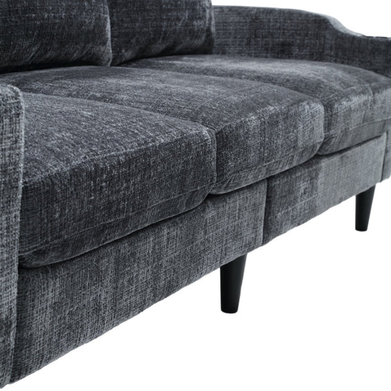 UNITED WE WIN Sofa for three, solid wood frame, Chenille fabric, side pocket, with two cup holders, footstool with storagestorage sofa /Living room sofa cozy sectional sofa-海智集-Default-