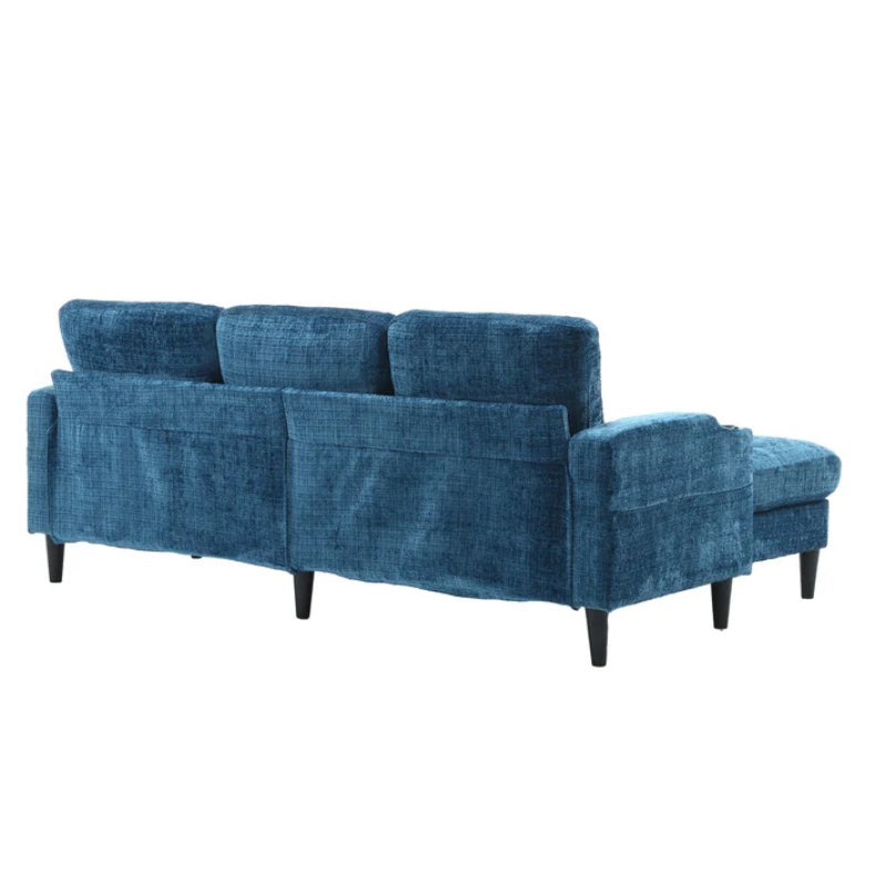 UNITED WE WIN Sofa for three, solid wood frame, Chenille fabric, side pocket, with two cup holders, footstool with storagestorage sofa /Living room sofa cozy sectional sofa-海智集-Default-