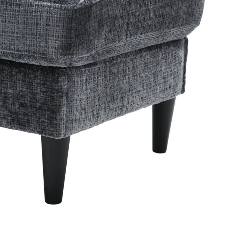 UNITED WE WIN Sofa for three, solid wood frame, Chenille fabric, side pocket, with two cup holders, footstool with storagestorage sofa /Living room sofa cozy sectional sofa-海智集-Default-