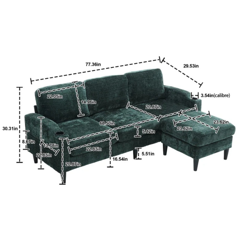UNITED Sectional Sofa Reversible Sectional Sleeper Sectional Sofa with Storage Chaise-海智集-Default-