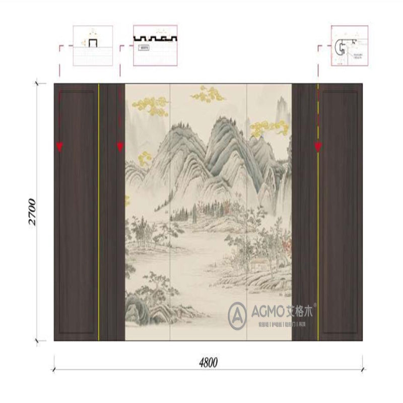 New Chinese-style sofa background wall-海智集-