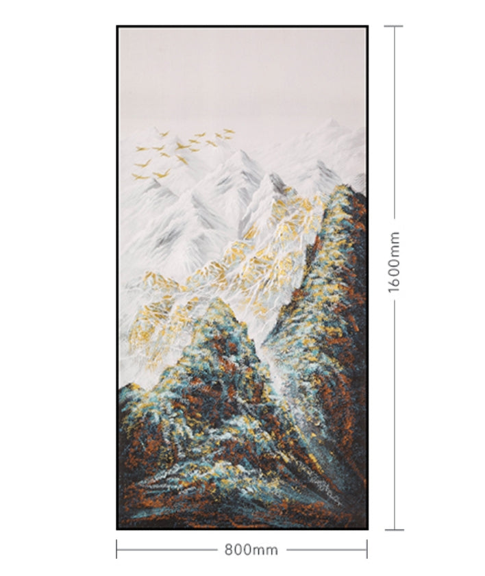 Decorative Art-Black mountains and flying birds-海智集-