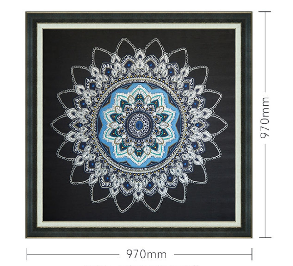 Commercial Suzhou Full Embroidery — framed, simulated silk, soft luster. Dual craftsmanship. Wholesale for decor firms, commercial use; home use too. Art decor for hotels, offices, residences.GorgeousEverything is Thriving I-海智集-