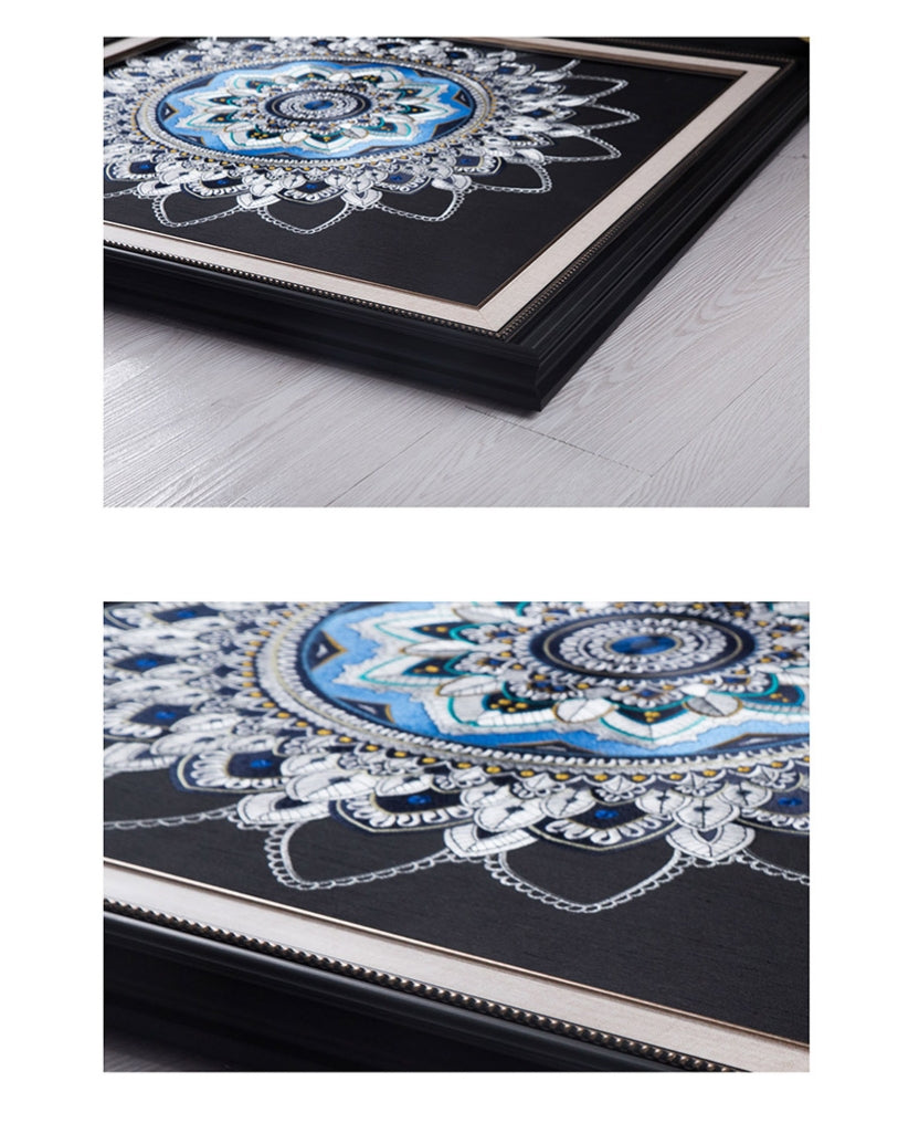 Commercial Suzhou Full Embroidery — framed, simulated silk, soft luster. Dual craftsmanship. Wholesale for decor firms, commercial use; home use too. Art decor for hotels, offices, residences.GorgeousEverything is Thriving I-海智集-