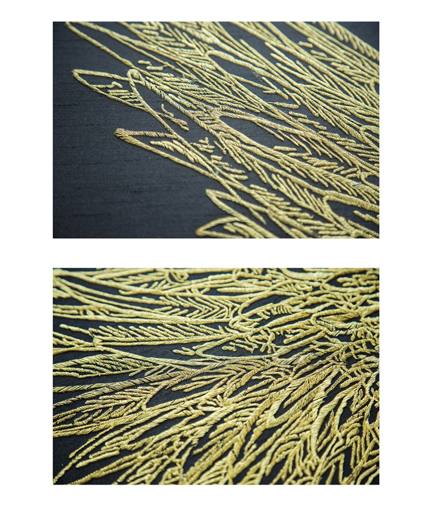 Commercial Suzhou Full Embroidery — framed, simulated silk, soft luster. Dual craftsmanship. Wholesale for decor firms, commercial use; home use too. Art decor for hotels, offices, residences.GorgeousWings of Protection-海智集-