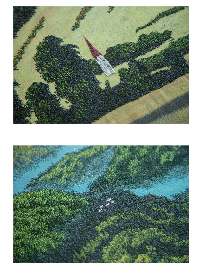Commercial Suzhou Full Embroidery — framed, simulated silk, soft luster. Dual craftsmanship. Wholesale for decor firms, commercial use; home use too. Art decor for hotels, offices, residences.GorgeousValley-海智集-