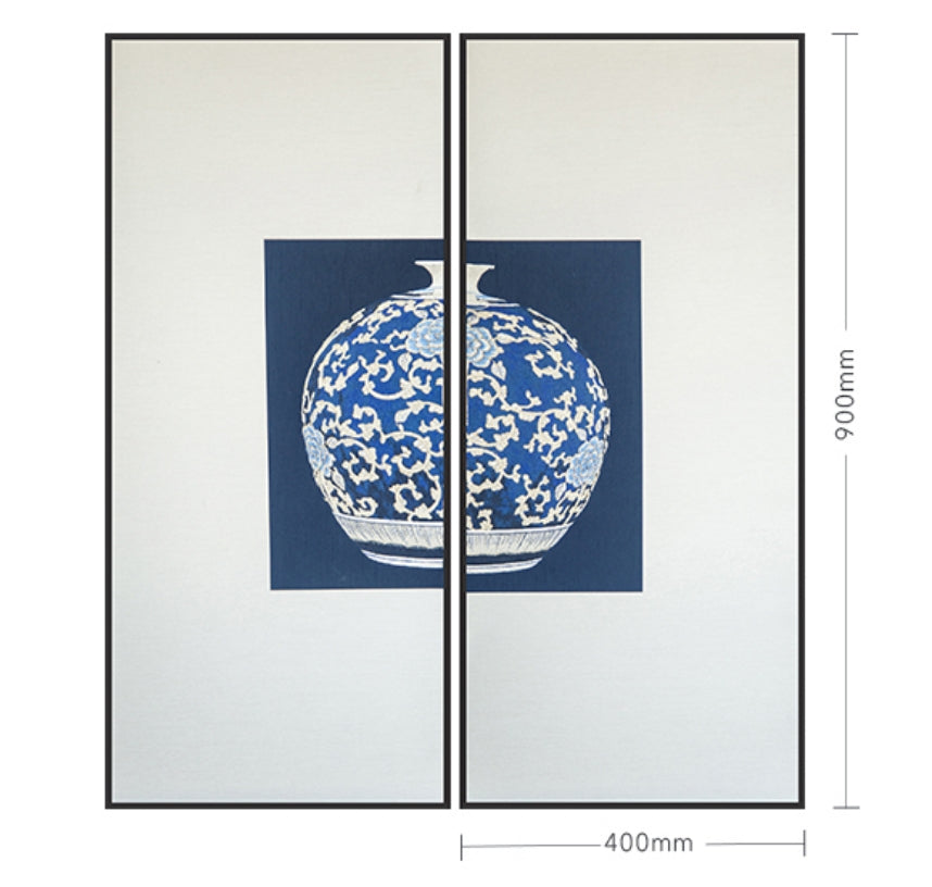 Commercial Suzhou Full Embroidery — framed, simulated silk, soft luster. Dual craftsmanship. Wholesale for decor firms, commercial use; home use too. Art decor for hotels, offices, residences.GorgeousInk - wash Blue - and - WhiteⅠ-海智集-
