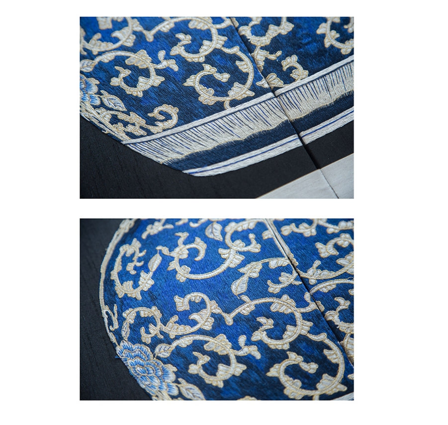 Commercial Suzhou Full Embroidery — framed, simulated silk, soft luster. Dual craftsmanship. Wholesale for decor firms, commercial use; home use too. Art decor for hotels, offices, residences.GorgeousInk - wash Blue - and - WhiteⅡ-海智集-